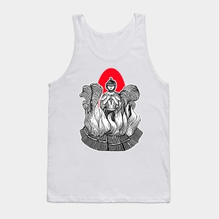 Witch at bonfire being burned Tank Top